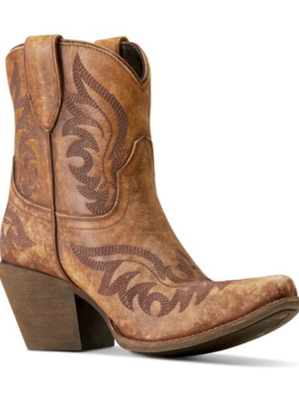 Ariat Tan Distressed Leather Western Ankle Boots